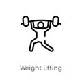 outline weight lifting vector icon. isolated black simple line element illustration from sports concept. editable vector stroke