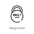 outline weight limit vector icon. isolated black simple line element illustration from delivery and logistics concept. editable