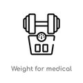 outline weight for medical sport practice vector icon. isolated black simple line element illustration from medical concept.