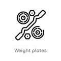 outline weight plates vector icon. isolated black simple line element illustration from gym equipment concept. editable vector