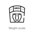 outline weight scale vector icon. isolated black simple line element illustration from gym equipment concept. editable vector