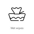 outline wet wipes vector icon. isolated black simple line element illustration from beauty concept. editable vector stroke wet