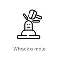 outline whack a mole vector icon. isolated black simple line element illustration from entertainment concept. editable vector