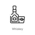 outline whiskey vector icon. isolated black simple line element illustration from wild west concept. editable vector stroke