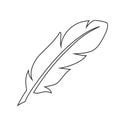 Outline white feather vector icon Royalty Free Stock Photo