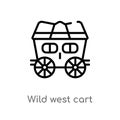 outline wild west cart vector icon. isolated black simple line element illustration from desert concept. editable vector stroke