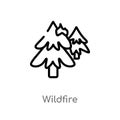 outline wildfire vector icon. isolated black simple line element illustration from weather concept. editable vector stroke