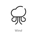 outline wind vector icon. isolated black simple line element illustration from autumn concept. editable vector stroke wind icon on
