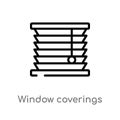 outline window coverings vector icon. isolated black simple line element illustration from furniture and household concept.