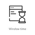 outline window time vector icon. isolated black simple line element illustration from user interface concept. editable vector