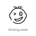 outline winking smile vector icon. isolated black simple line element illustration from user interface concept. editable vector