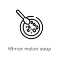 outline winter melon soup vector icon. isolated black simple line element illustration from food concept. editable vector stroke Royalty Free Stock Photo