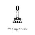 outline wiping brush vector icon. isolated black simple line element illustration from cleaning concept. editable vector stroke