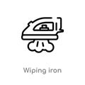 outline wiping iron vector icon. isolated black simple line element illustration from cleaning concept. editable vector stroke