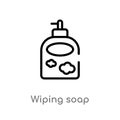 outline wiping soap vector icon. isolated black simple line element illustration from cleaning concept. editable vector stroke