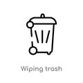 outline wiping trash vector icon. isolated black simple line element illustration from cleaning concept. editable vector stroke