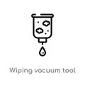 outline wiping vacuum tool vector icon. isolated black simple line element illustration from cleaning concept. editable vector