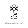 outline wireless internet connection vector icon. isolated black simple line element illustration from computer concept. editable Royalty Free Stock Photo