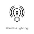 outline wireless lighting vector icon. isolated black simple line element illustration from technology concept. editable vector Royalty Free Stock Photo
