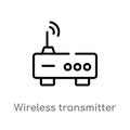 outline wireless transmitter vector icon. isolated black simple line element illustration from technology concept. editable vector