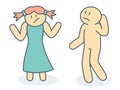 Outline woman and man in difficult situation of emotion behavior - vector