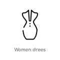 outline women drees vector icon. isolated black simple line element illustration from fashion concept. editable vector stroke