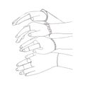 Outline women hands with jewelry