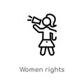outline women rights vector icon. isolated black simple line element illustration from political concept. editable vector stroke