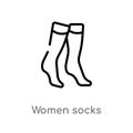 outline women socks vector icon. isolated black simple line element illustration from clothes concept. editable vector stroke