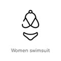 outline women swimsuit vector icon. isolated black simple line element illustration from fashion concept. editable vector stroke Royalty Free Stock Photo