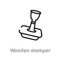 outline wooden stamper vector icon. isolated black simple line element illustration from other concept. editable vector stroke