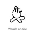 outline woods on fire vector icon. isolated black simple line element illustration from meteorology concept. editable vector