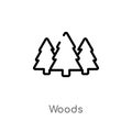 outline woods vector icon. isolated black simple line element illustration from nature concept. editable vector stroke woods icon