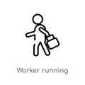 outline worker running vector icon. isolated black simple line element illustration from people concept. editable vector stroke