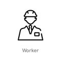 outline worker vector icon. isolated black simple line element illustration from job profits concept. editable vector stroke
