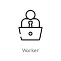 outline worker vector icon. isolated black simple line element illustration from strategy concept. editable vector stroke worker