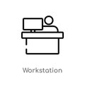 outline workstation vector icon. isolated black simple line element illustration from computer concept. editable vector stroke Royalty Free Stock Photo