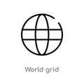 outline world grid vector icon. isolated black simple line element illustration from signs concept. editable vector stroke world Royalty Free Stock Photo