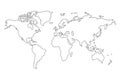 Outline of world map on white background Royalty Free Stock Photo