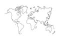 Outline of world map on white background