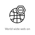 outline world wide web on grid vector icon. isolated black simple line element illustration from web concept. editable vector Royalty Free Stock Photo
