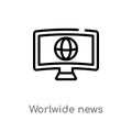 outline worlwide news vector icon. isolated black simple line element illustration from technology concept. editable vector stroke Royalty Free Stock Photo