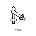 outline xifos vector icon. isolated black simple line element illustration from greece concept. editable vector stroke xifos icon Royalty Free Stock Photo