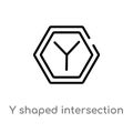 outline y shaped intersection vector icon. isolated black simple line element illustration from shapes concept. editable vector