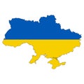 Outline yellow blue country flag state Ukraine map, united country UA without war