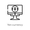 outline yen currency vector icon. isolated black simple line element illustration from business concept. editable vector stroke Royalty Free Stock Photo