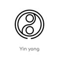 outline yin yang vector icon. isolated black simple line element illustration from accommodation concept. editable vector stroke