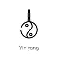 outline yin yang vector icon. 