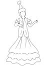 outline of a young dancing Kazakh girl Royalty Free Stock Photo