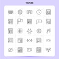 OutLine 25 Youtube Icon set. Vector Line Style Design Black Icons Set. Linear pictogram pack. Web and Mobile Business ideas design Royalty Free Stock Photo